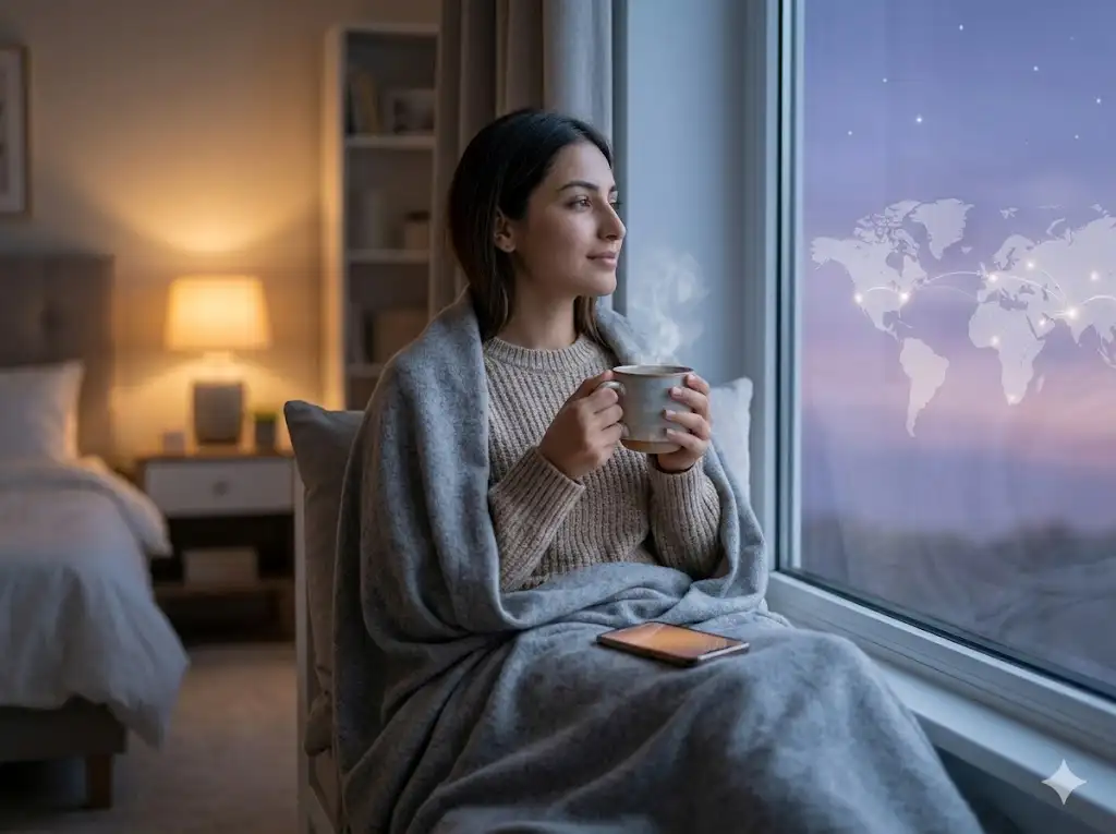 Person finding comfort in an inspirational good evening message